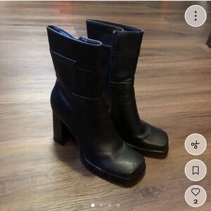 Diba Black Heeled Leather Boots